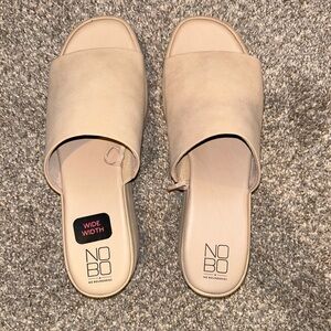 Suede Nude chunky heels